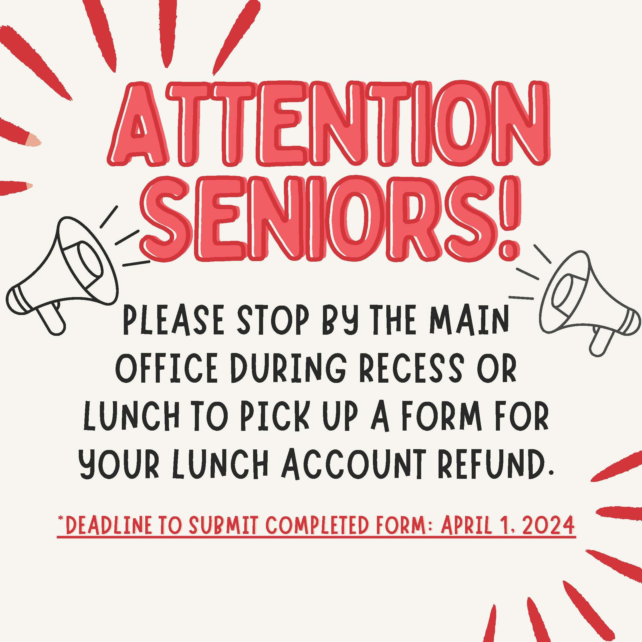 Lunch refund for Class of 2024 Seniors