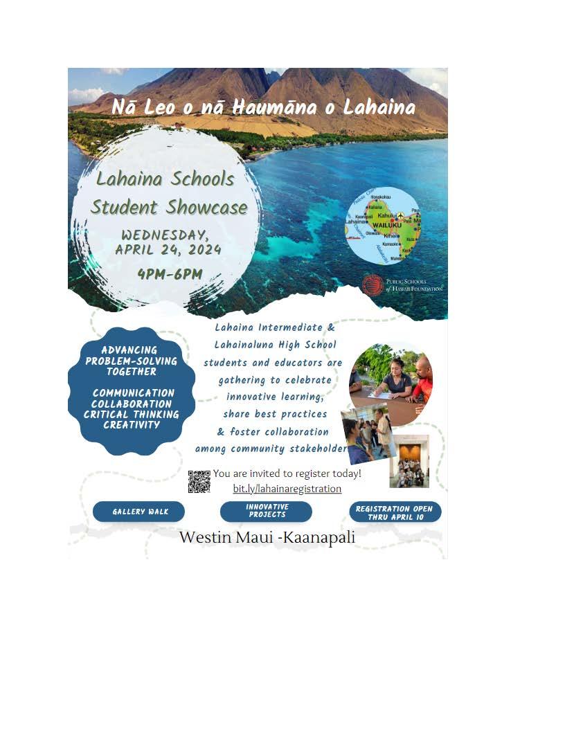 Lahaina Schools Student Showcase Flier